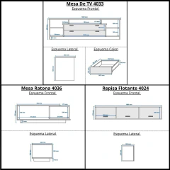 4033 - 4036 - 4024 - Combo Mesa Tv Led 1.80 + Repisa + Mesa Ratona Living Moderno en internet