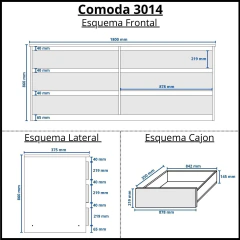 3014 - Cómoda de 6 cajones - 1.80 M en internet