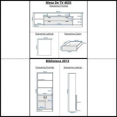 4033 - 2013 - Mesa Tv + Biblioteca Con Puertas Rack Living Modular en internet
