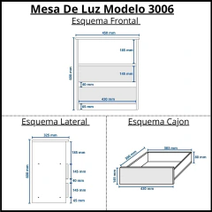 3011 - 3006 x2 - Combo Comoda 90cm + Mesas de luz - en internet