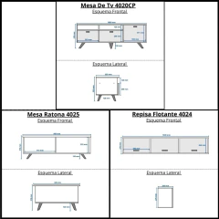4020 CP 4024 4025 - Mesa Tv Rack Nordico + Repisa Flotante + Mesa Ratona Living - comprar online