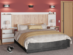 DOR000002 - COMBO RESPALDO DE CAMA + 2 MESAS DE LUZ CON CAJONES - 3001 x2