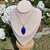 Imagem do Pingente de Lápis-Lazuli com Fecho de Prata 925 + Corrente Aço Inoxidável