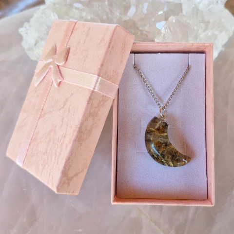 Pingente de Quartzo Rutilado com Fecho de Prata 925 + Corrente Aço Inoxidável - comprar online