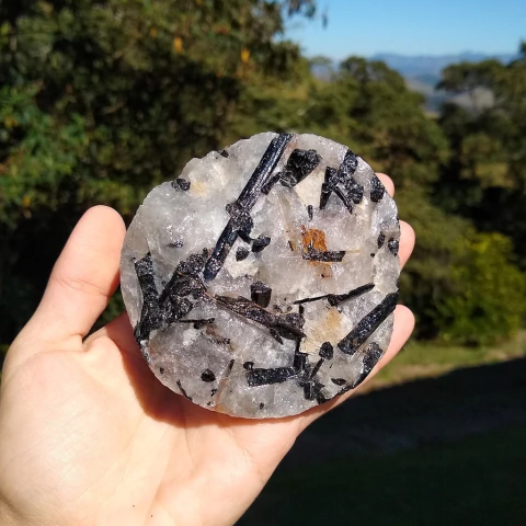 Turmalina Negra com Quartzo Leitoso 395 g