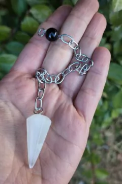 Péndulo de Ónix Blanco y Obsidiana