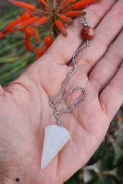 Péndulo de Ónix Blanco y Jaspe Rojo