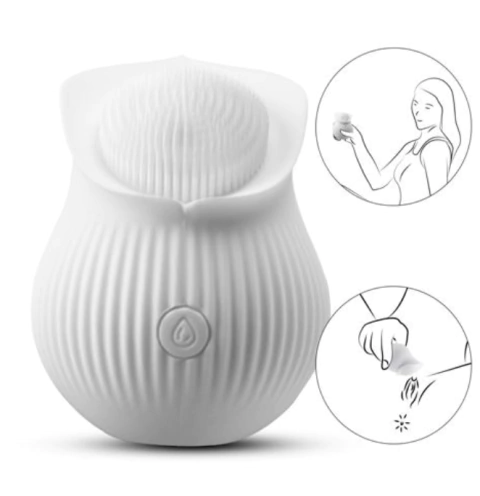VIBRADOR WHITE ROSE ESTIMULADOR CLITORIS USB RECARGABLE 10 FUNCIONES 6CMX7CM
