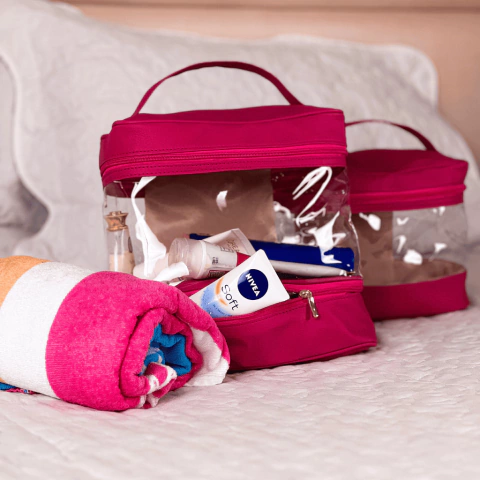 Kit 2 peças - Frasqueira Liz Fúcsia - comprar online