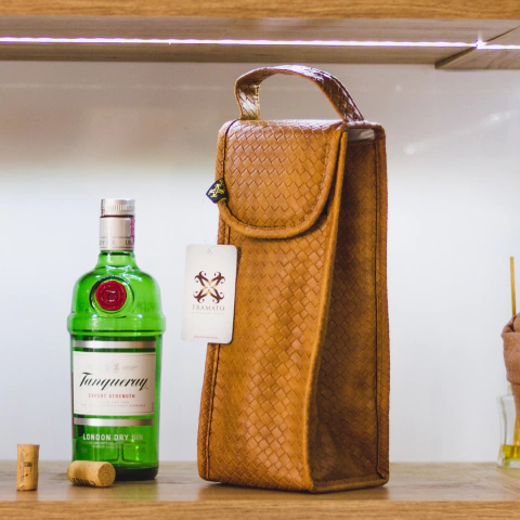 Porta Vinho Paris Trançado Caramelo