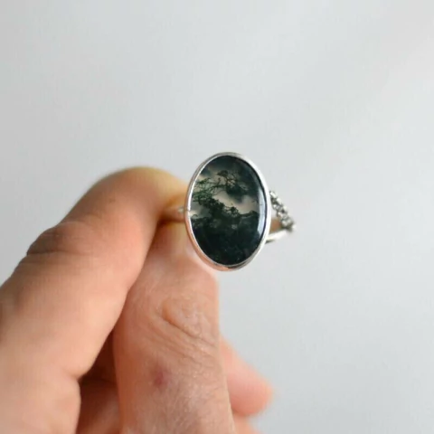 Anillo Enraizar con Agata Musgosa - comprar online