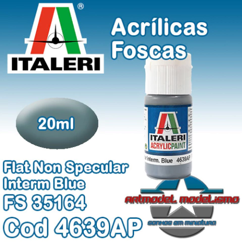 Tinta Acrílica Italeri - 4639AP - Flat Non Specular Interm Blue - FS35164