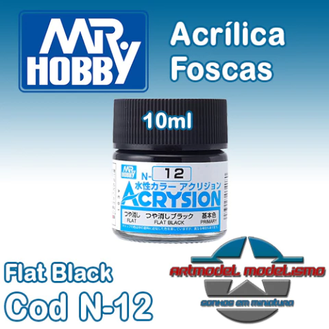 Gunze - N-12 - Flat Black Mrhobby Gunze Preto Fosco Acrílica