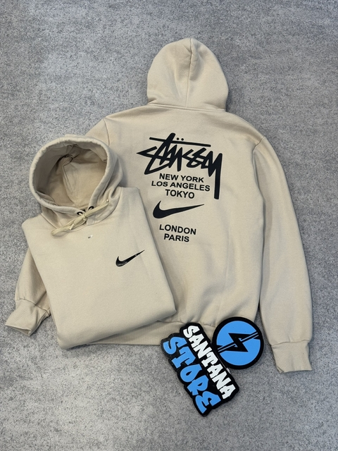 MOLETOM CANGURU NK X STUSSY - BEGE