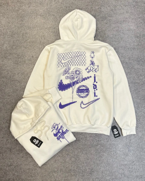 MOLETOM CANGURU NK JUST DO IT FLOWERS - OFFWHITE