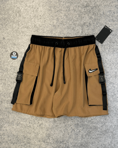 SHORTS TACTEL CARGO NK FAIXA - BEGE