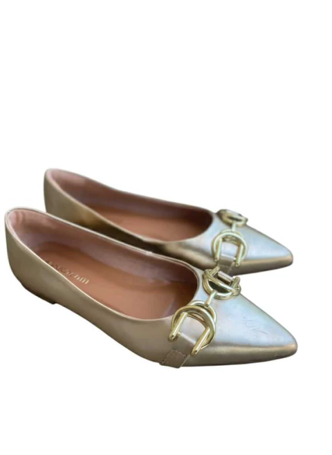 Sapatilha Cláudia Couro Ouro Light/ Peça Ouro - comprar online