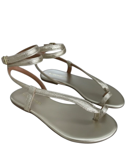 Sandália Rasteira Serpente Ouro Light Croco/ Dedo - comprar online