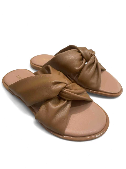 Rasteira Fernanda Couro Caramelo - comprar online