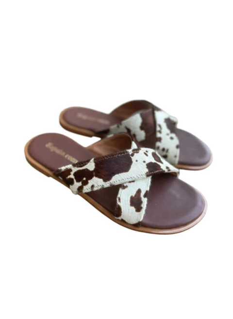 Rasteira SCom X Couro Pelo Brown Cow - comprar online