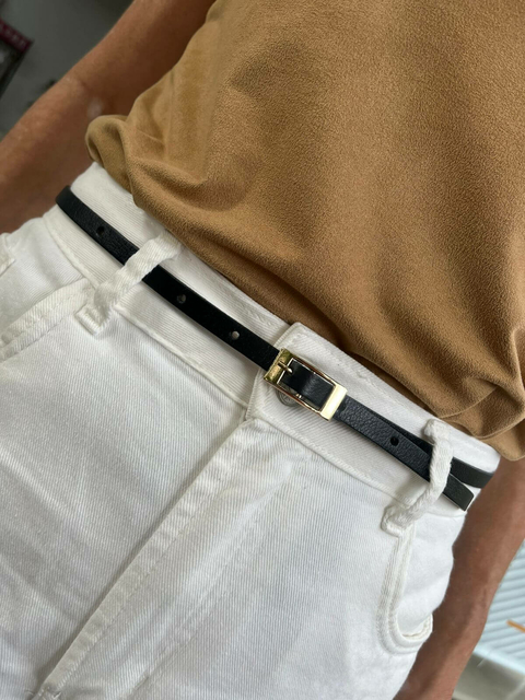 Cinto Núbia Couro Preto/ Ouro M