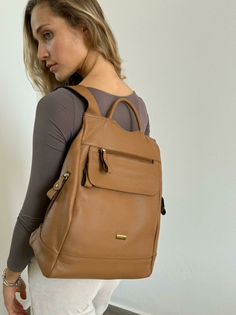 Mochila Antifurto Ongaratto Couro Camel