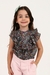 Blusa floral infantil com babado. Petit Môme