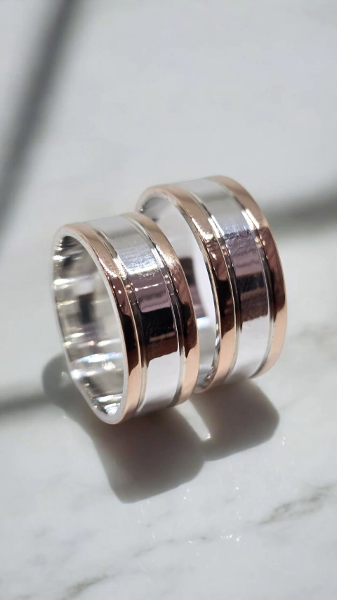 AMBAR - CINTAS ANCHAS - en Plata con bordes en oro -