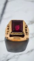 ANILLO CABALLLERO CON CORONAS - RUBI - Oro 18k 10GRS en internet