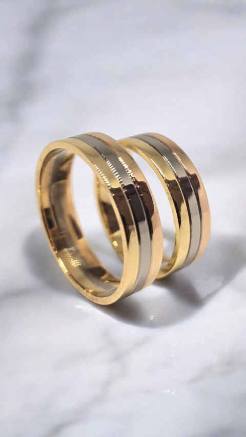 TRICOLOR PULIDAS- Cintas de Oro 18k 7mm 10.5grs