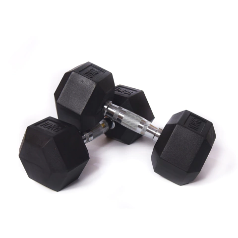 Mancuerna hexagonal engomada 10kg (x Unidad) Importadas