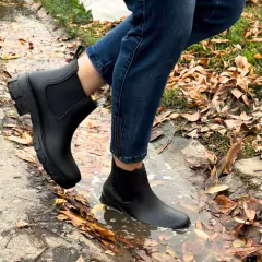 Bota de lluvia con elástico y taco - tienda online