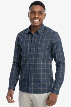CAMISA MANGA LONGA XADREZ AZUL/AMARELO - comprar online