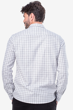 CAMISA MANGA LONGA XADREZ BRANCA/CINZA na internet