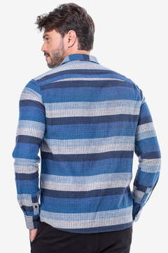 CAMISA MANGA LONGA LISTRAS HORIZONTAIS AZUL na internet