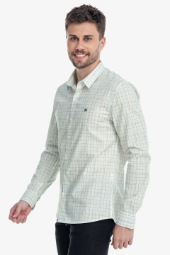 CAMISA MANGA LONGA XADREZ BRANCA/AZUL/MARROM - comprar online