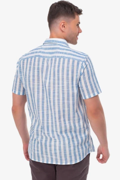 CAMISA MANGA CURTA LISTRADA BRANCO/AZUL na internet
