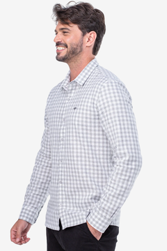 CAMISA MANGA LONGA XADREZ BRANCA/CINZA - comprar online