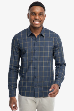CAMISA MANGA LONGA XADREZ AZUL/AMARELO