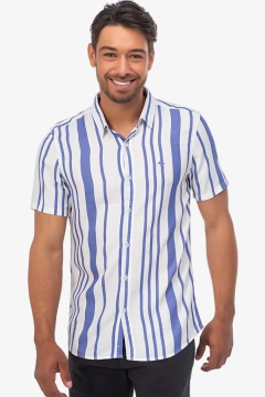 CAMISA MANGA CURTA STRIKE BRANCO E AZUL