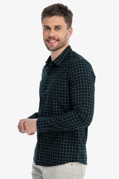 CAMISA MANGA LONGA XADREZ STRETCH AZUL/BCO - comprar online