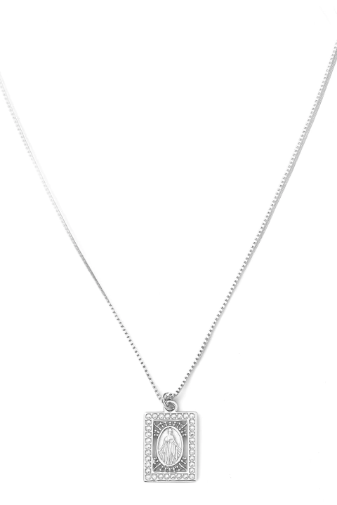 Colar Sagrado Coração de Jesus Zircônias Banhado à Prata - buy online