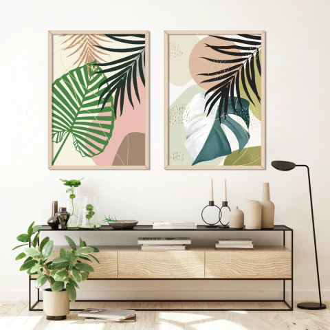 SET GREEN BLUE LEAVES