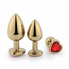 Plug Anal de Aço Coração Dourado- Tamanho P - GALERIA SEX COMÉRCIO DE VARIEDADES LTDA
