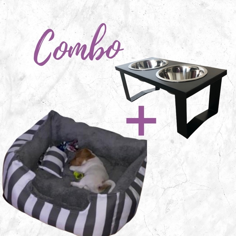 Combo Cama Moisés & Comedero en altura NET doble - perros chicos - comprar online