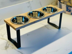 Combo Cama Puff & Comedero en altura Paraiso triple - para gatos en internet