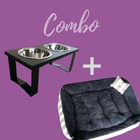 Combo Cama Moisés & Comedero en altura NET doble - perros medianos - comprar online