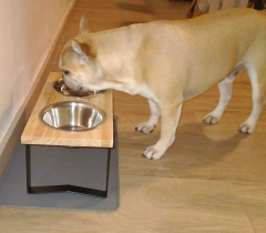 Combo Cama Puff & Comedero en altura Paraíso doble - perros chicos - Happy Pets