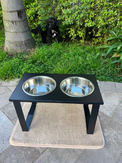 COMBO Comedero/bebedero En Altura Doble perros grandes & Alfombra - tienda online
