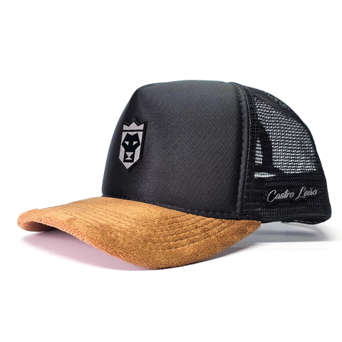 Boné Preto Aba Camurça Caramelo Tag P Preto Gravado